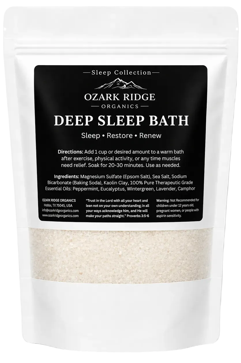 Ozark Ridge Organics Deep Sleep Bath Soak with Epsom salt, baking soda, and bentonite clay