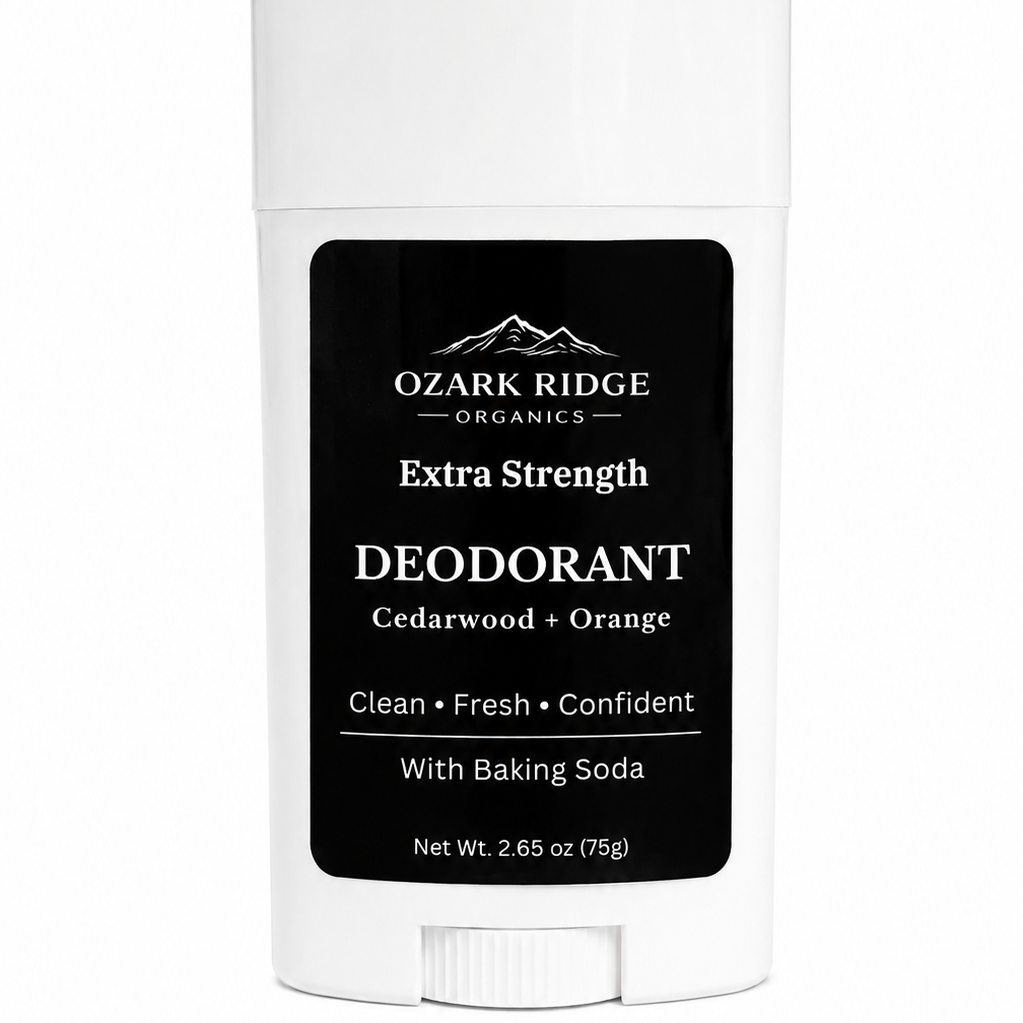 Ozark Ridge Organics Extra Strength Natural Deodorant with Baking Soda, Cedarwood + Orange