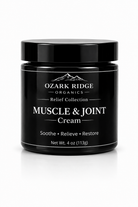 Ozark Ridge Organics Muscle & Joint Cream in a black jar