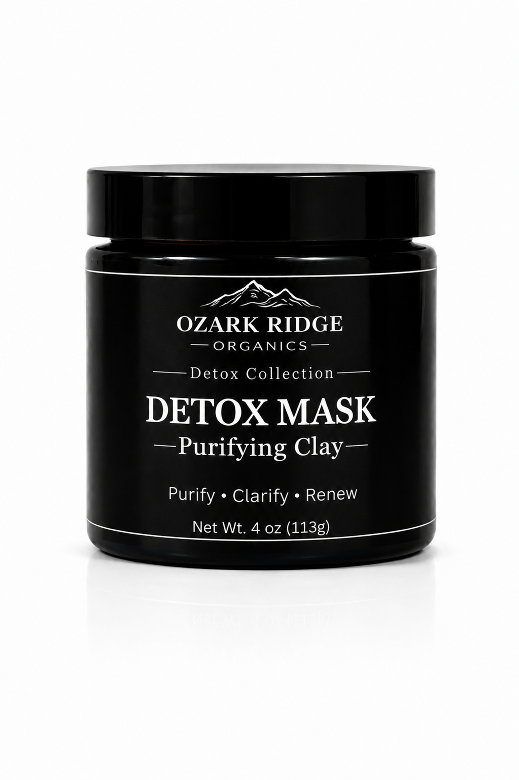 Ozark Ridge Organics Detox Mask Purifying Clay in a black jar