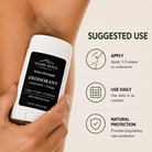 Ozark Ridge Organics Extra Strength Natural Deodorant applied to underarms for long-lasting odor protection