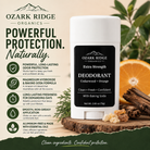 Ozark Ridge Organics Extra Strength Natural Deodorant with baking soda and magnesium hydroxide for long-lasting odor protection